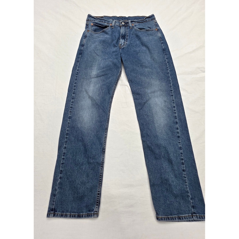 Levi's Mens Size 34x30 505 Regular Fit Straight Leg Blue Denim Jeans Medium Wash